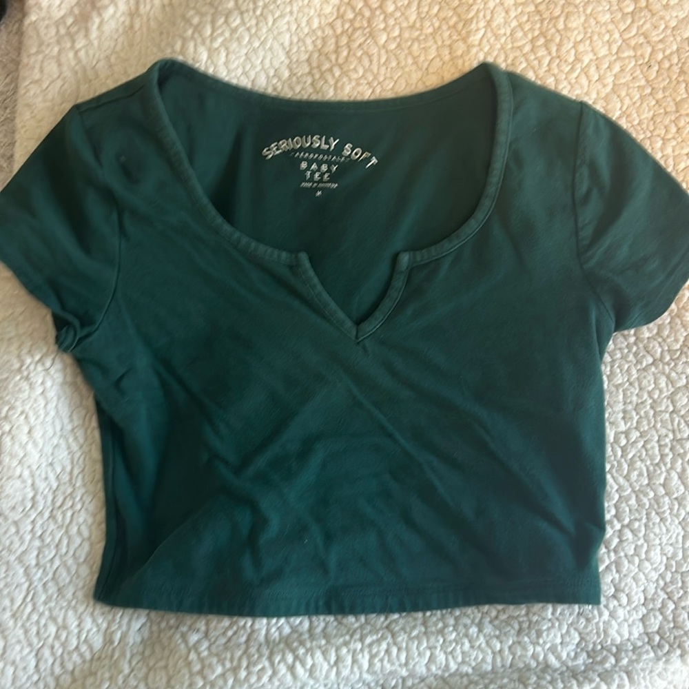 Seriously Soft Aeropostale emerald green cropped top pre owned good condition